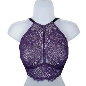 Victoria's Secret Very Sexy Lace Bustier Bralette Racerback 32DD Pearl High Neck